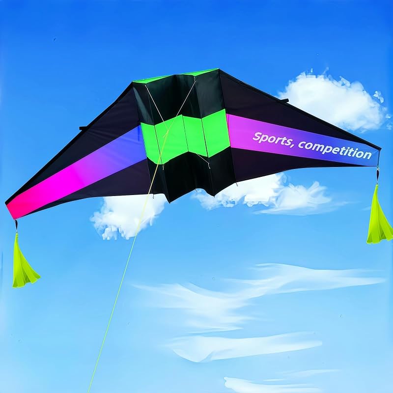 118.1-inch Giant Box Kite Adult Size Kite with Tassel Tail and 300-foot Flying Line | Perfect for Beach and Park Fun | Ideal