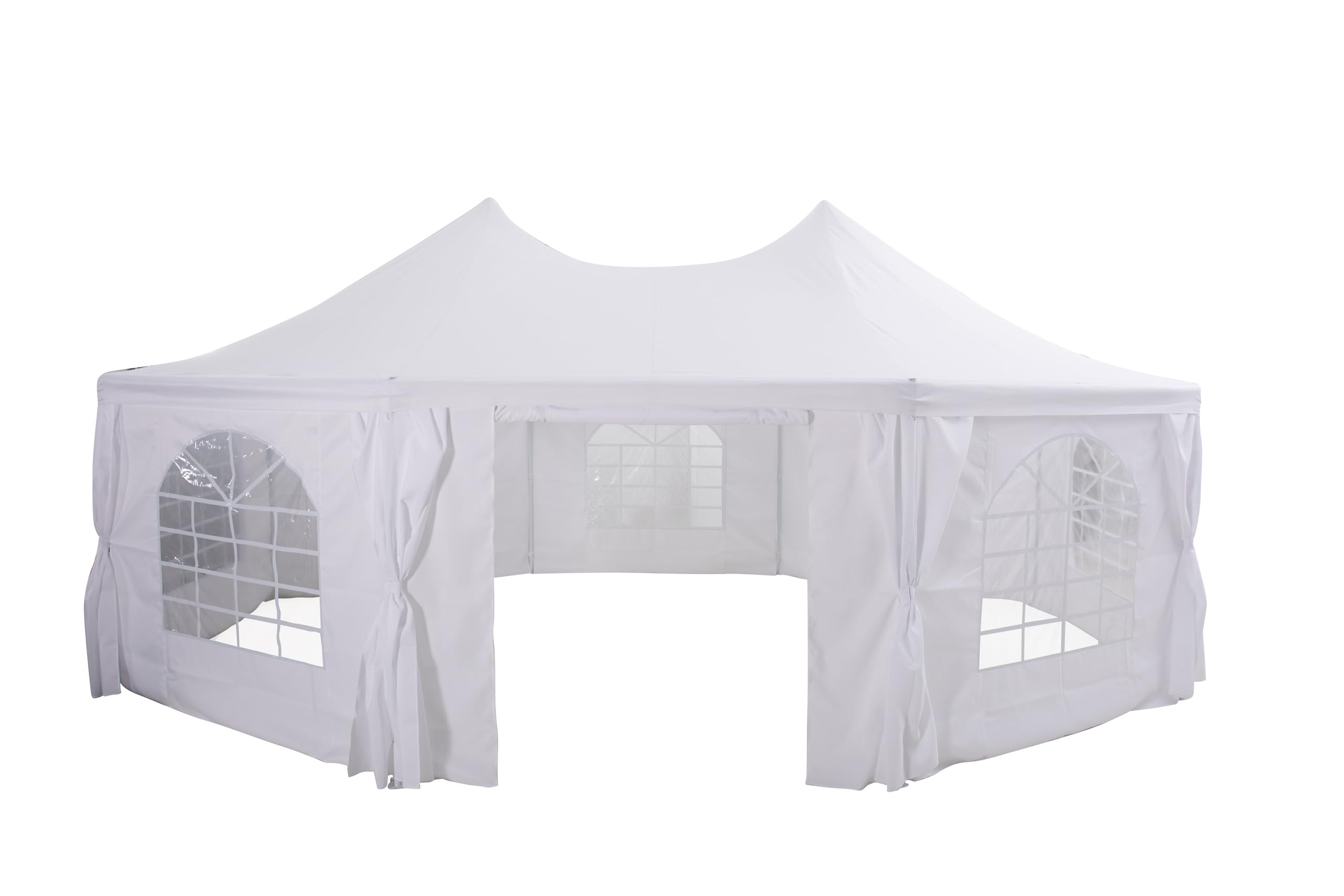 METRO PROFESSIONAL Festzelt mit Seitenwand Milano, Stahl/Polyester, 6.8 x 5 m, wasserabweisend, weiß Sport & Freizeit