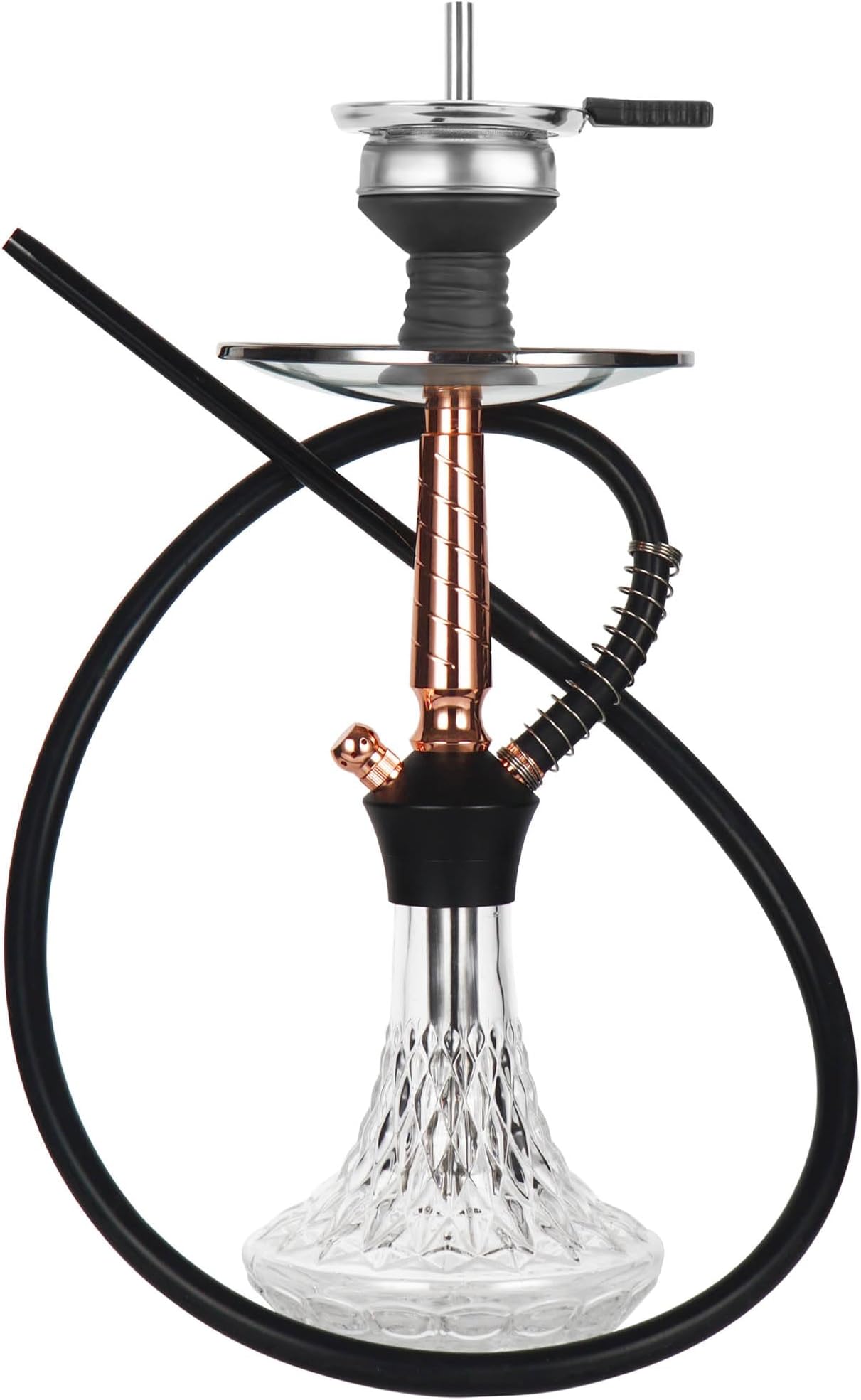 REANICE 17.5" Hookah Set with 1 Hose Glass Hookah Kit with Shisha Accessories (Clear) โฆ