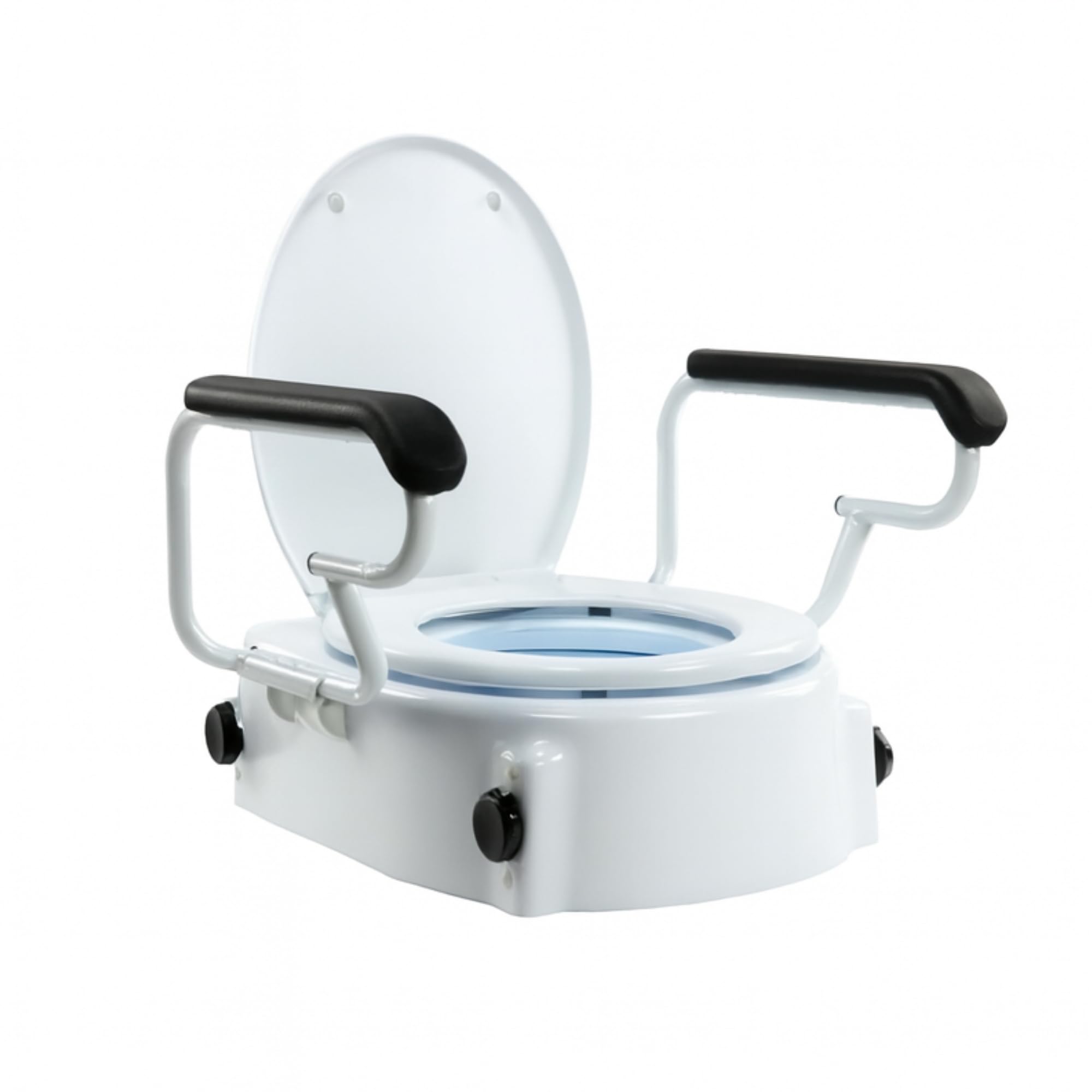 Asiento Elevador Inodoro Regulable 5-15 cm con Brazos Abatibles. Alzador Baño Adultos con Reposabrazos. Elevador WC Adulto con Reposabrazos para Personas Mayores