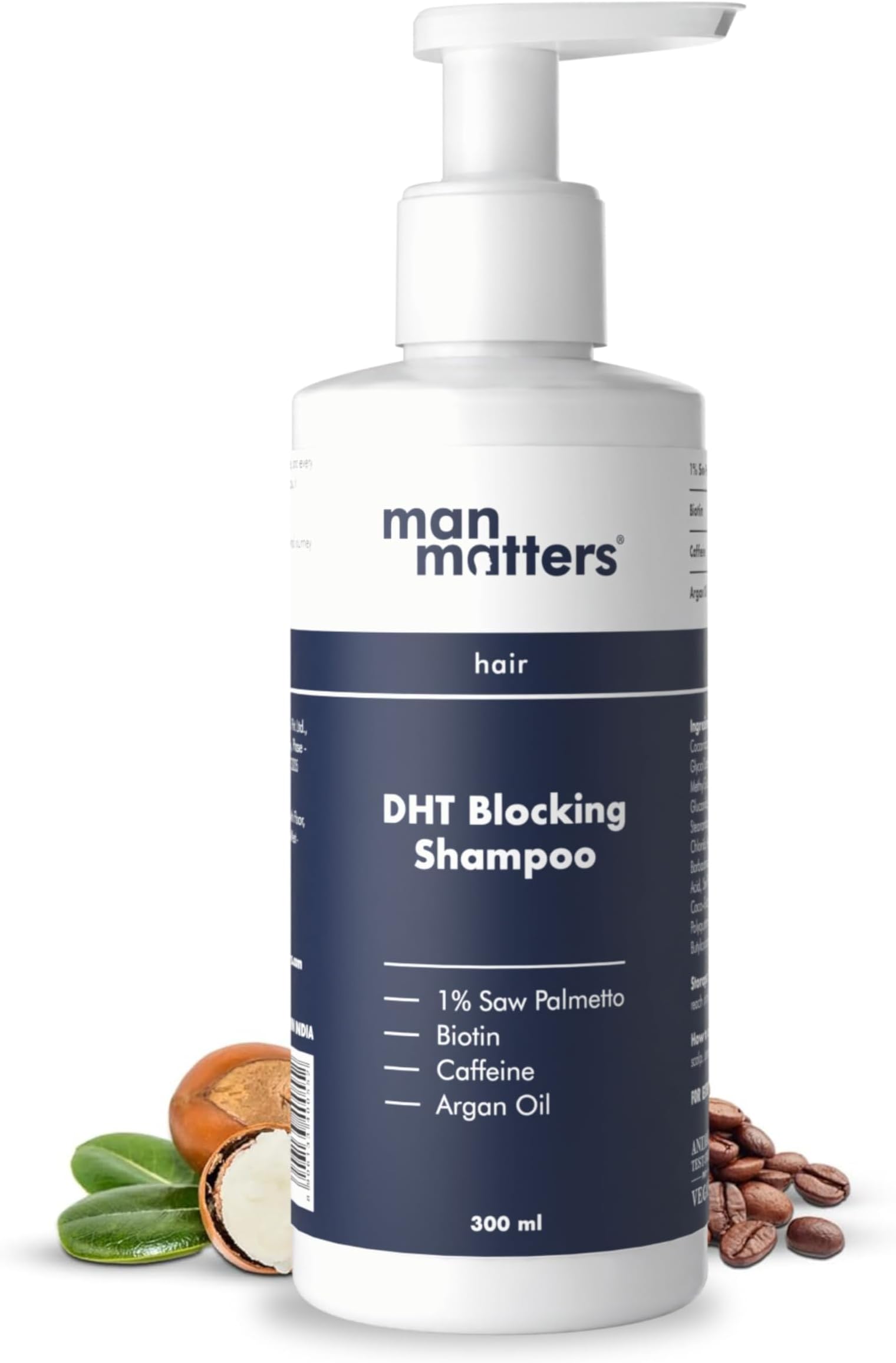 Dht Blocking Anti Hair Fall Shampoo, Reduces Hair Fall, Strengthen Hair, With Power Of Caffeine, Saw Palmetto, Argan Oil, & Biotin | 300ml