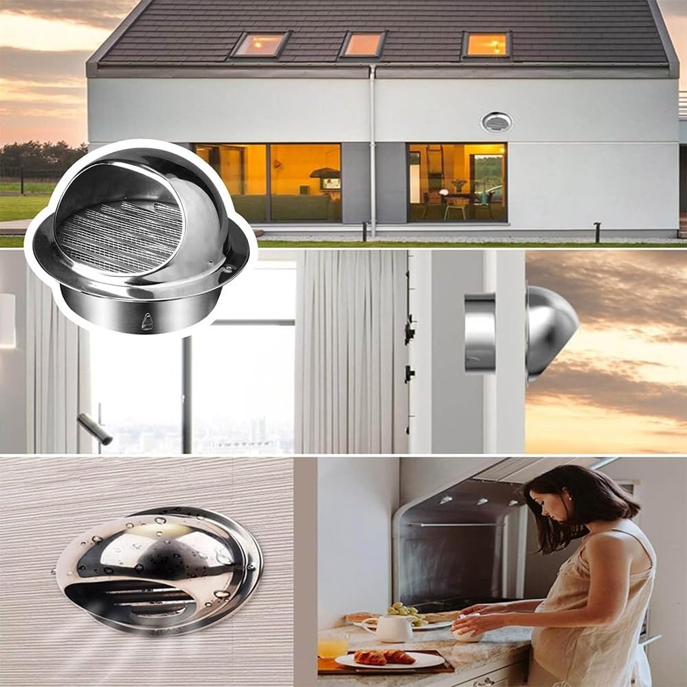 Wall Vent Outlet 6" 7" 7.5" 8" Air Ventilation Outlet Hood Stainless Steel Vent Cap Prevent Headwinds and Rain Air Soffit Vents
