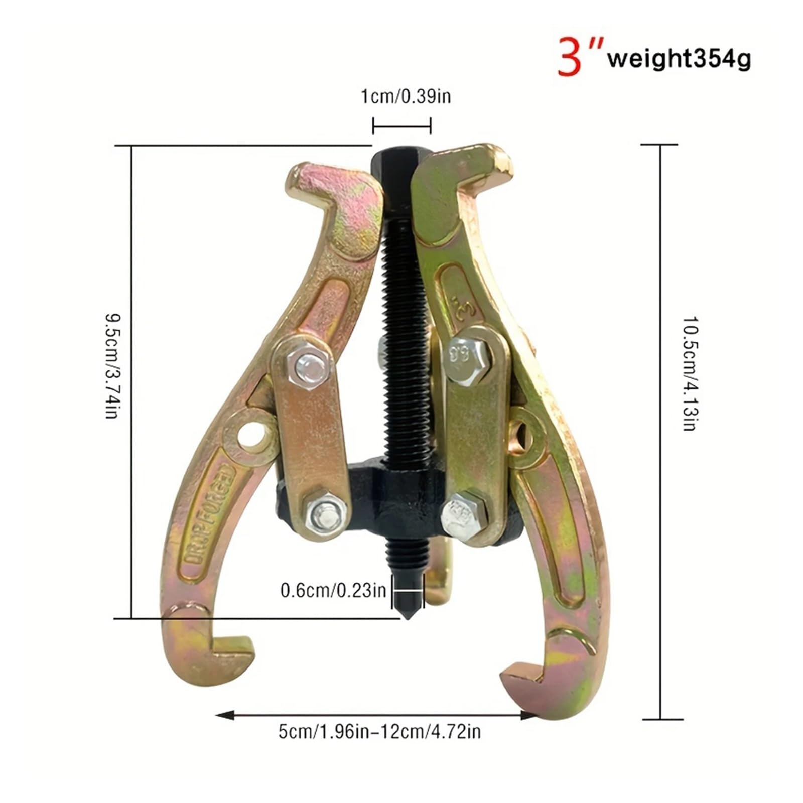 Estrattore Universale Multifunzionale a Tre Ganasce, 1 Confezione, Strumento di rimozione for Cuscinetti, utensile Manuale con Pinza Triangolare Ruota, Motocicletta(Gold 3 Inches)