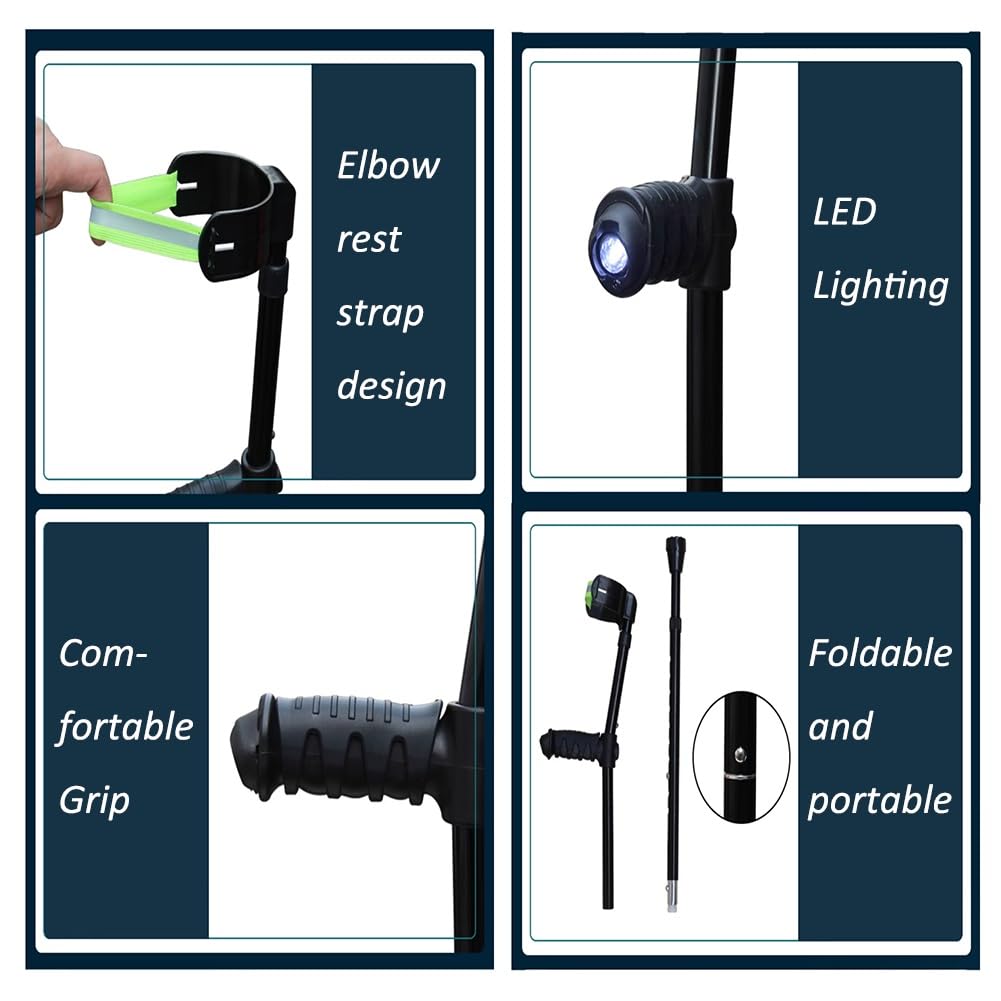 Plegable Antebrazo Muletas para Adultos, Regulables en Altura Extensible de Aluminio para Caminar y Andar
