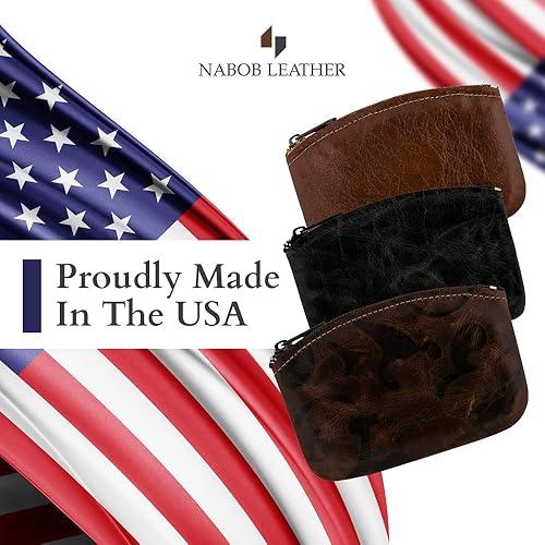 Miniatura 2 de Nabob Leather - Monedero de cuero genuino con cremallera fabricado en Estados Unidos