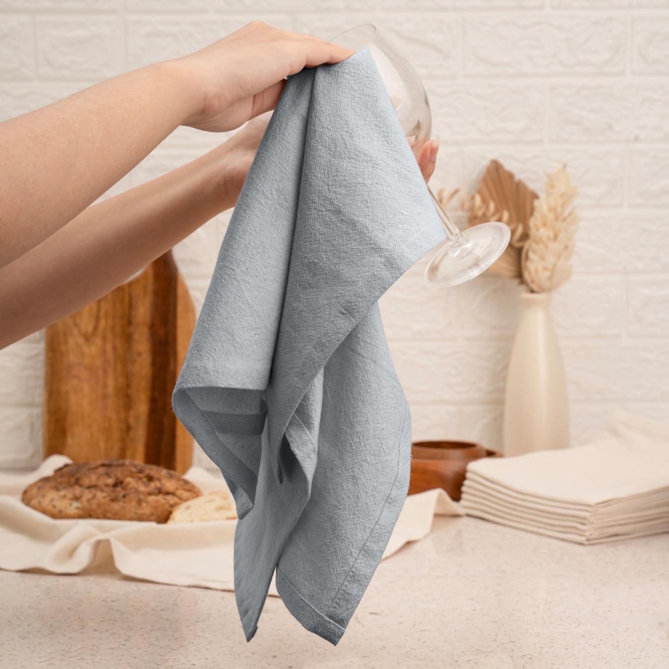 Premium 28x28 Inch Flour Sack Towels, 6 - Pack Light Grey, 100% Cotton Lint-Free Bread Proofing Cloths for Sourdough & Baking, Super Absorbent Bread Towels, Reusable & Dishwasher Safe image 5