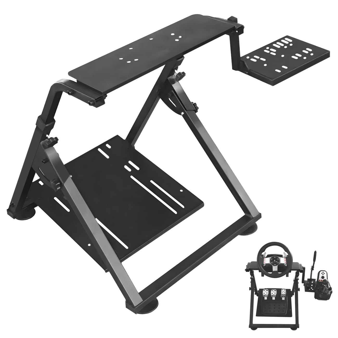 Racing Steering Wheel Stand with Height Adjustable & Foldable Design - Compatible with Logitech G25/G27/G29/G920, Thrustmaster T300RS/TX F458/T500RS/T3PA-PRO (F1/GT), PS4 Game Console