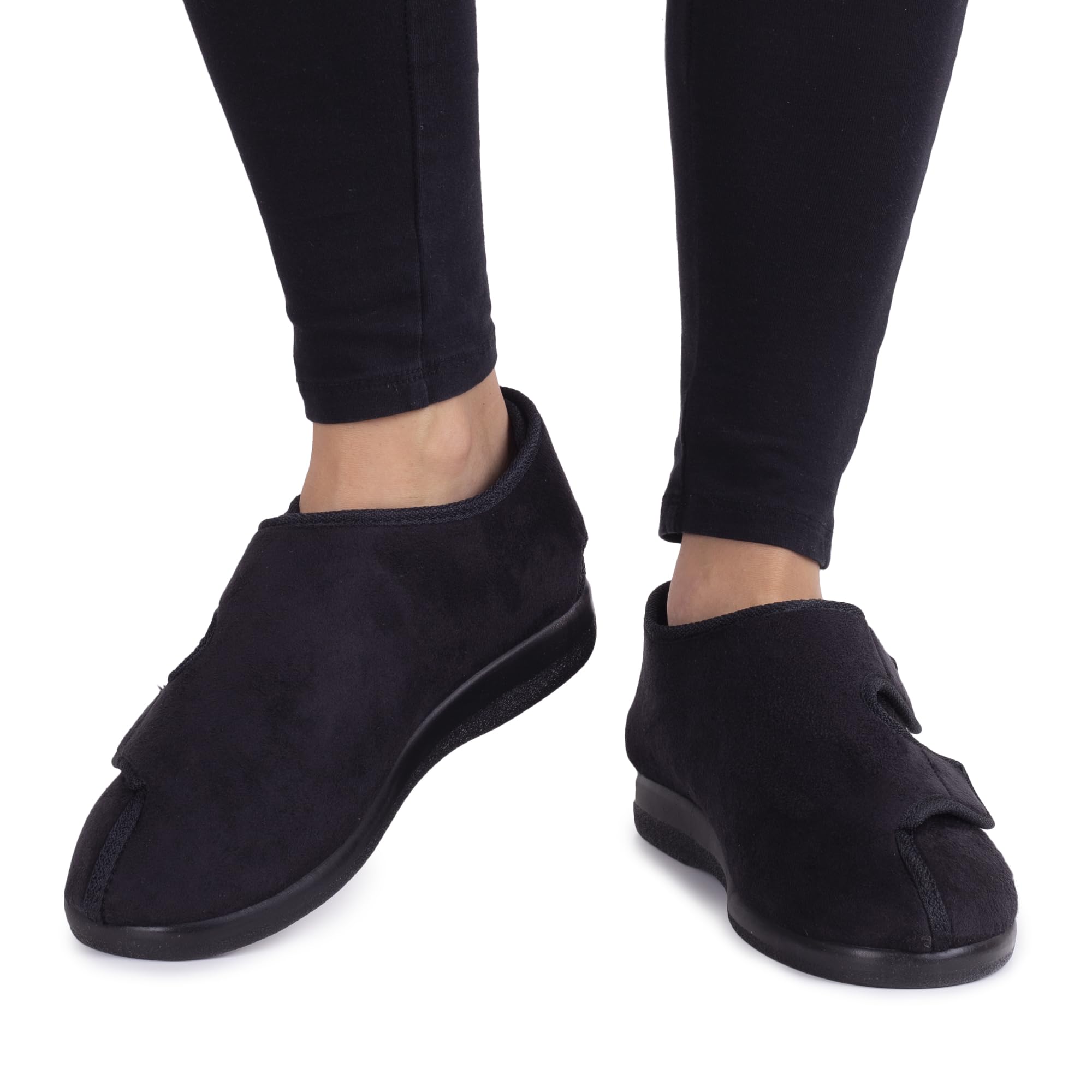 Woolee Verbandschuhe Damen Herren mit Extra Weitem Einstieg & Klettverschluss – Orthopädische Diabetiker Hausschuhe Leicht & Anpassungsfähig - für Empfindliche Füße