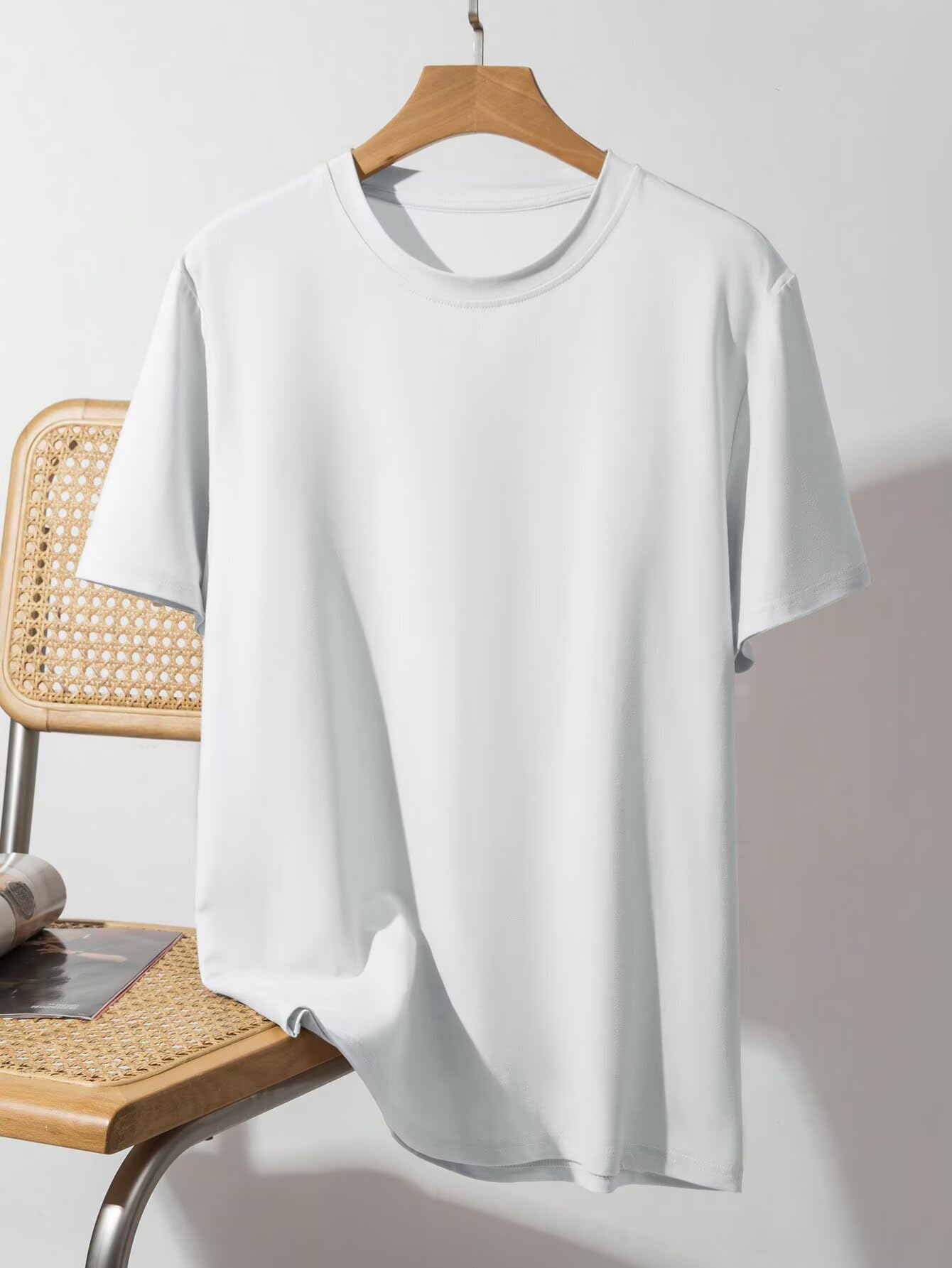 Camiseta básica de manga corta para hombre, cuello redondo, suave, informal, básica — view 3