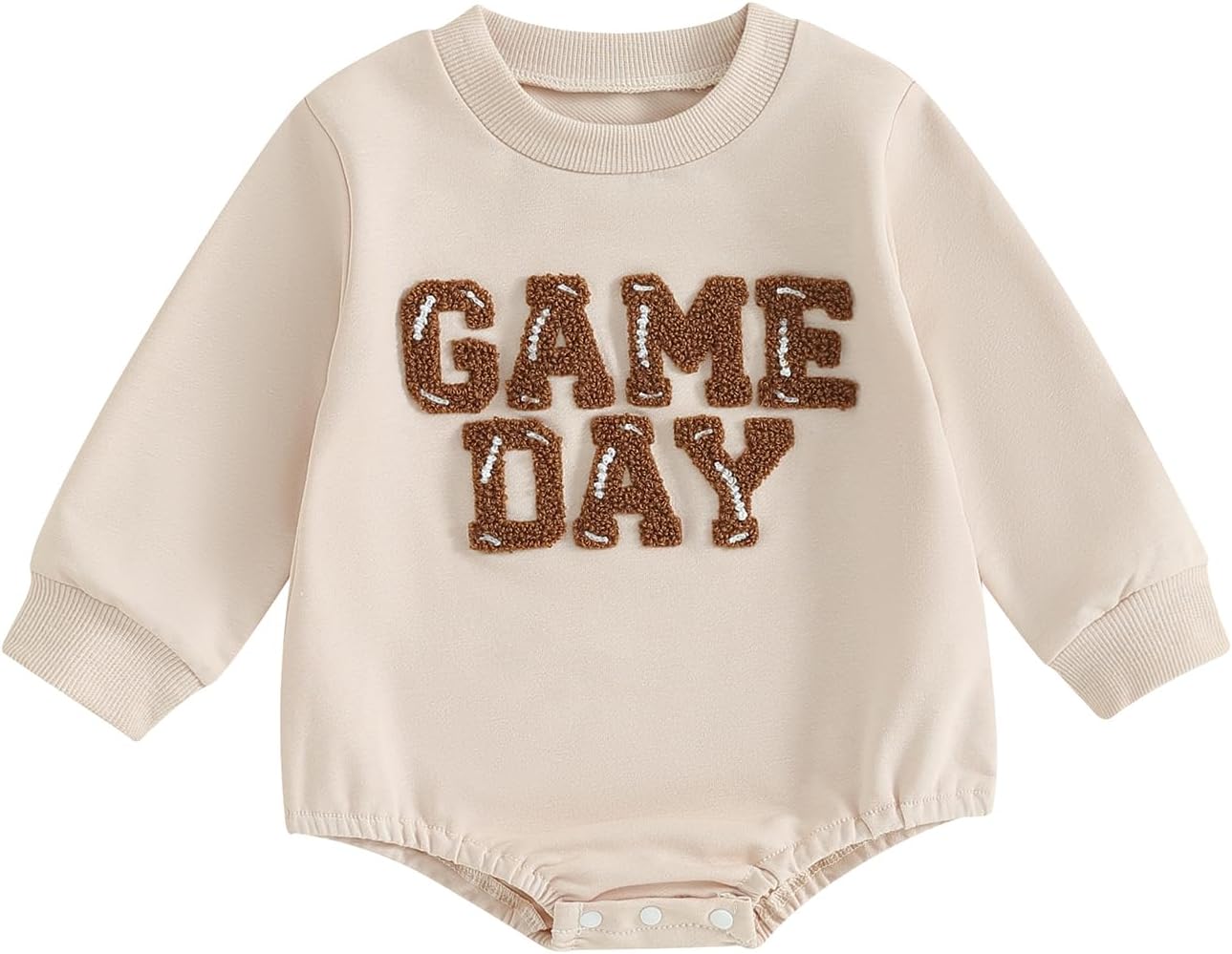 COORALLYBaby Boy Girl Football Outfits GAME DAY Crewneck Sweatshirt Bubble Romper Oversized Long Sleeve Bodysuit