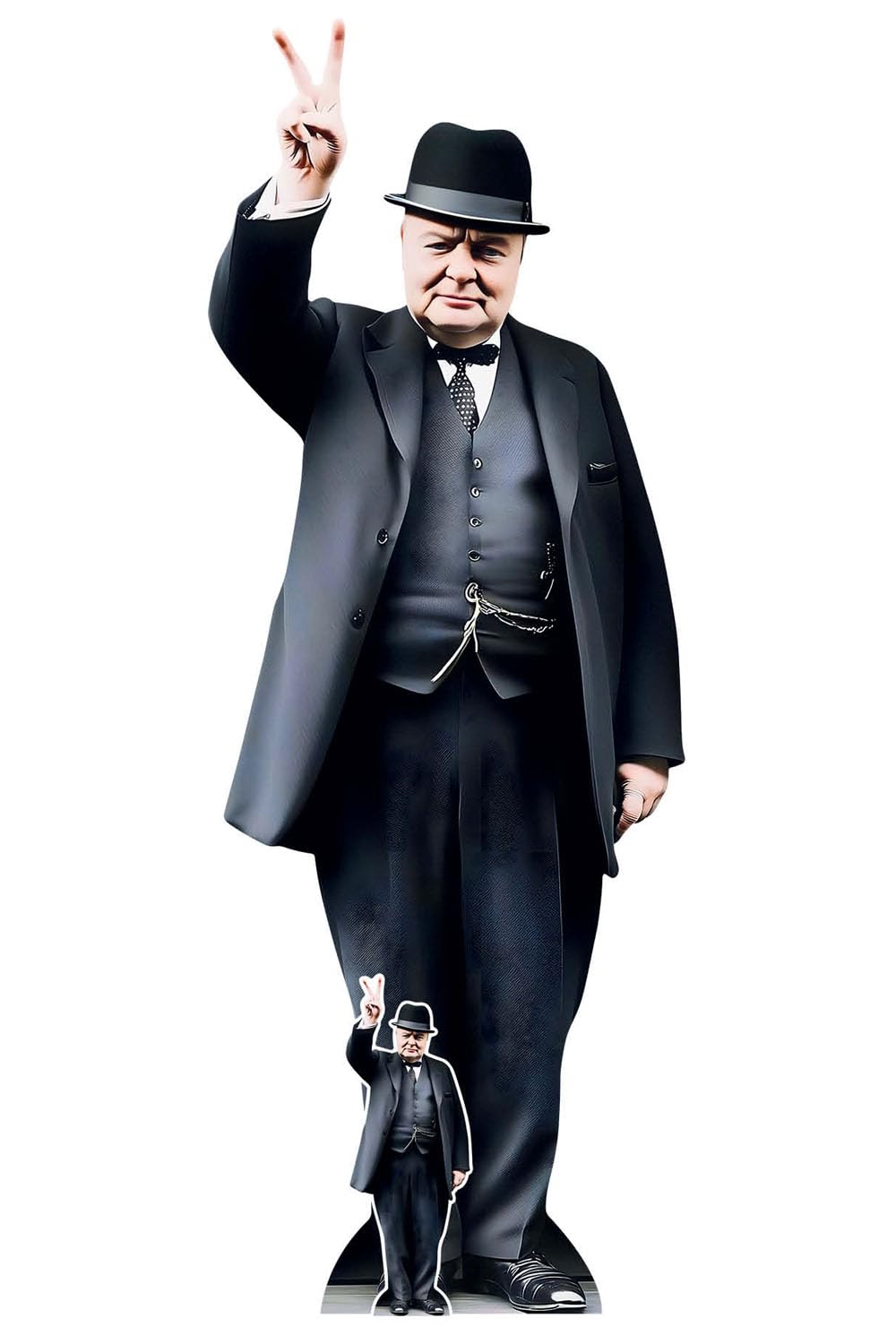VE Day Winston Churchill V for Victory Cardboard Cutout 185cm with Free Mini