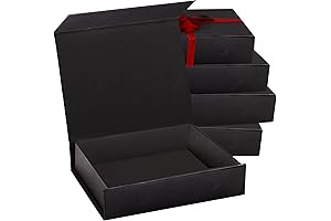 5-Pack Black Domino Box, Durable Hard Gift Presents Boxes 7" x 5" x 1.6"