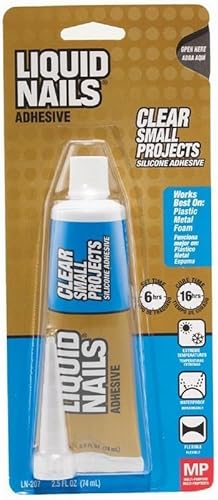Liquid Nails LN-207, Fuze It All, 2.5 onzas de adhesivo de silicona para Pequeños Proyectos, transparente., Transparente, Paquete de 6