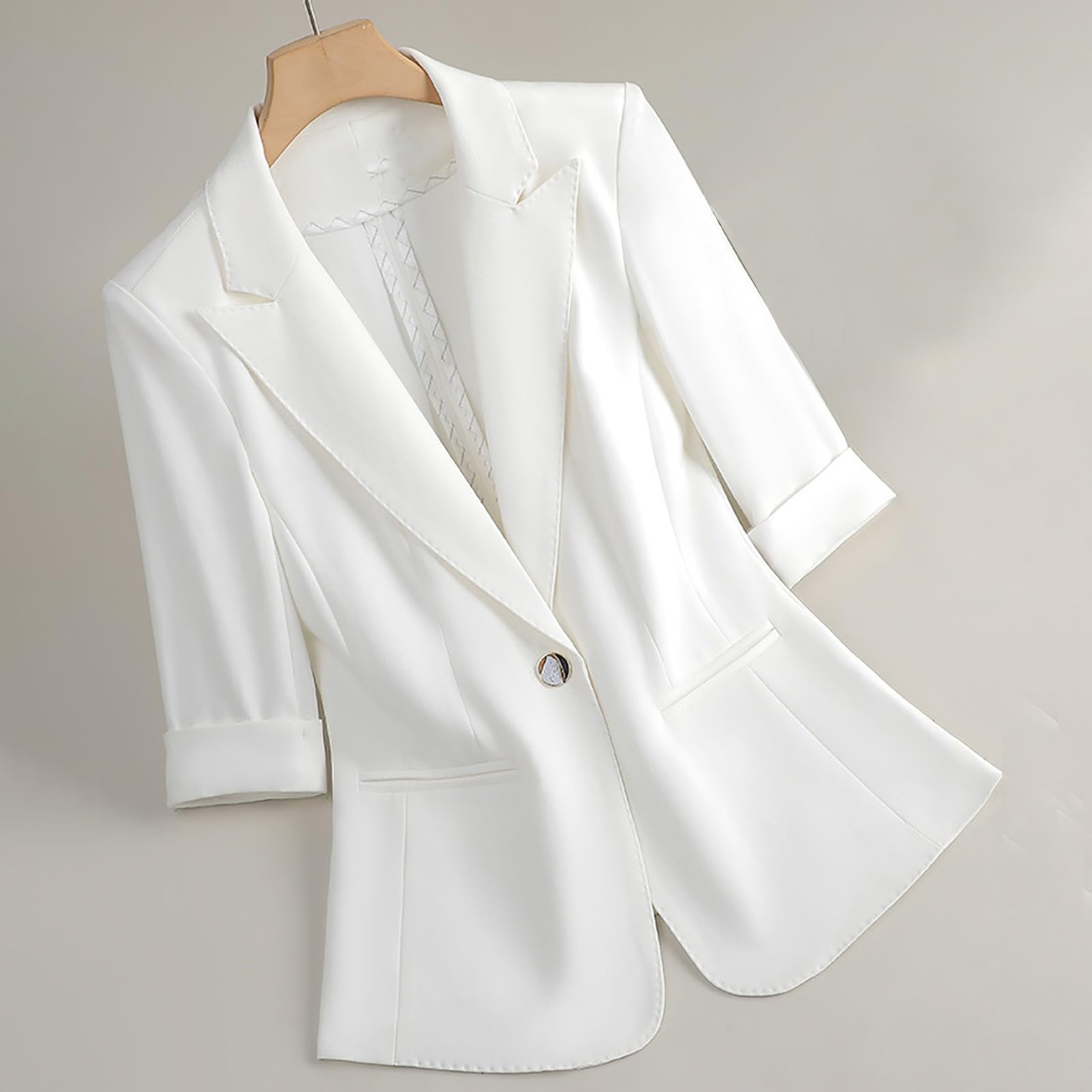 Veste Blazer Femme Manche Courte - Veste d'affaires - Cardigan habillé à Manches réglables - Casual Veste avec Poches Grandes Tailles Manches Longues Populaire Nouveau Coupe Ajustée