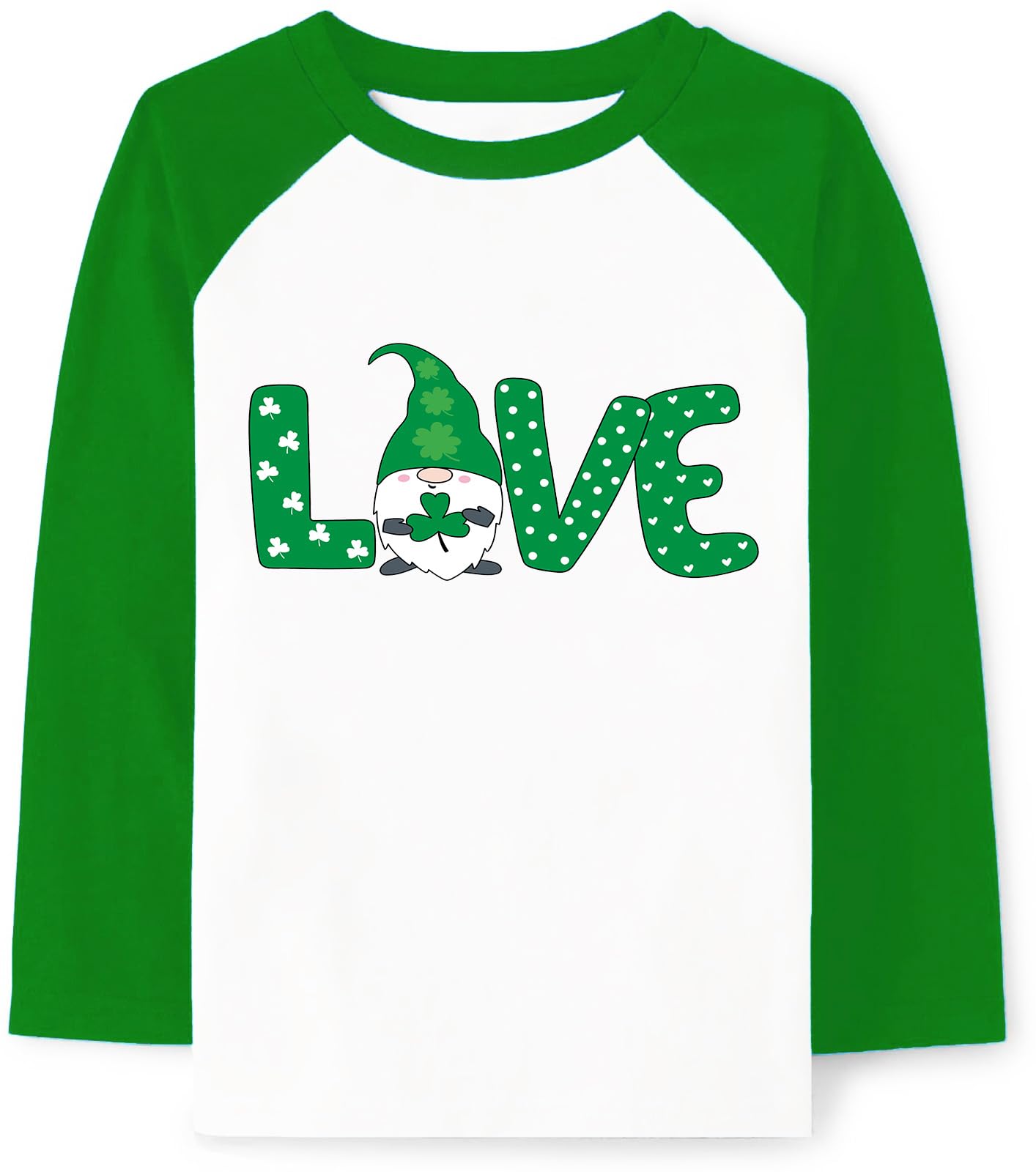 Kids St Patricks Shirts Toddler Unisex Boys Girls Pixel T-Shirt Cast Dinosaur Clover Shamrock Raglen Sleeve Green Tops