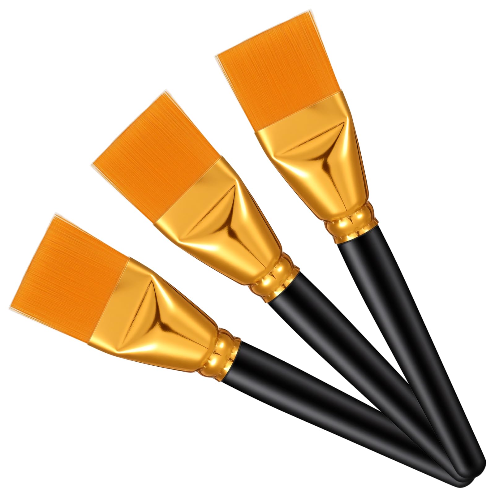 Ouligay 3 PCS Flat Acrylic Paint Brushes 1.57 Inch Large Artist Painting Brush Set with Wooden Handle Paintbrushes for Acrylic Paint Watercolor Oil Body Facial Mask
