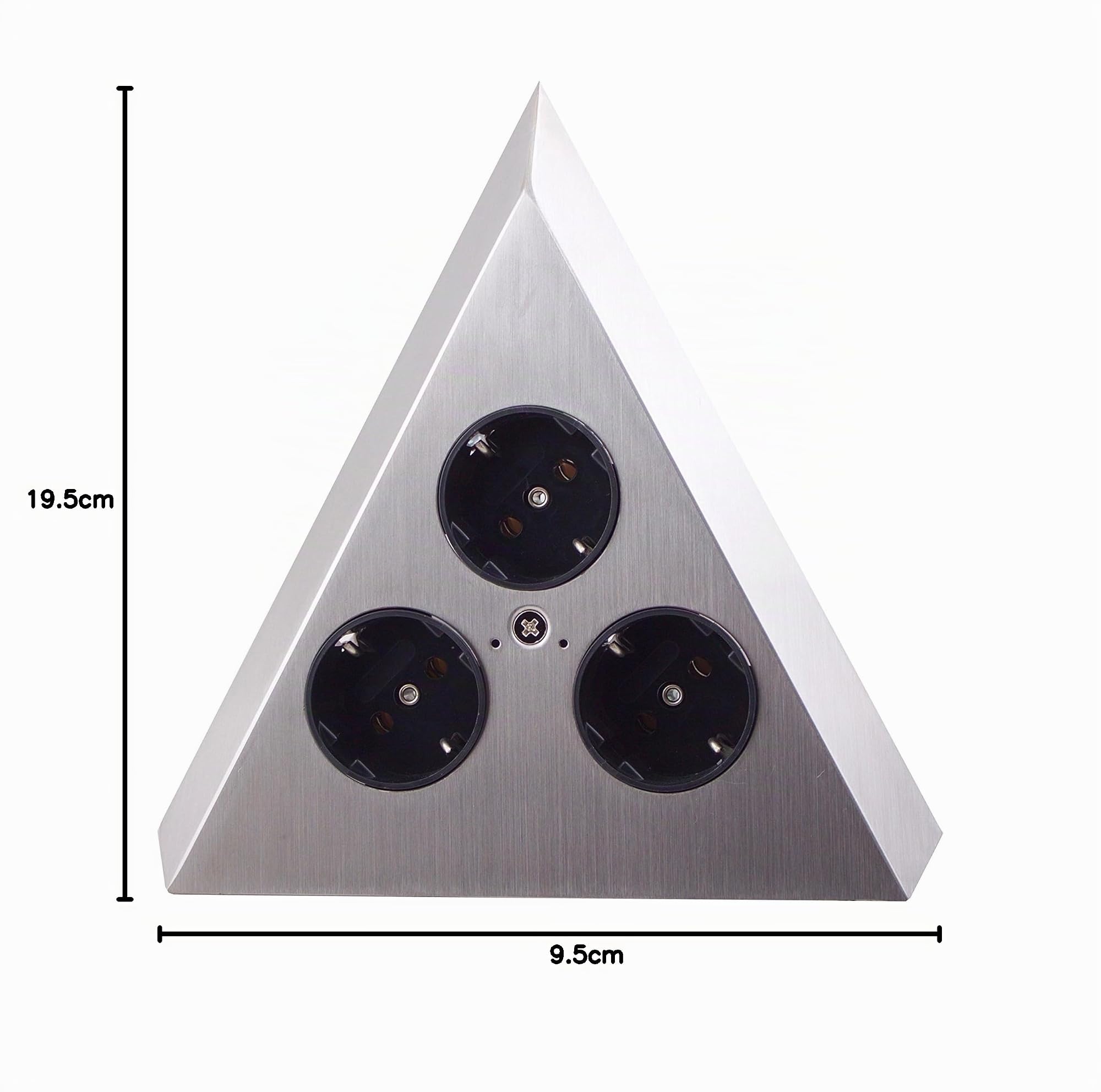 THEBO-Licht Steckdosenelement ST 3007-C in Pyramidenform und 3 Anschlüssen / Ecksteckdosen / Edelstahl-Steckdosenleiste / Steckdosen