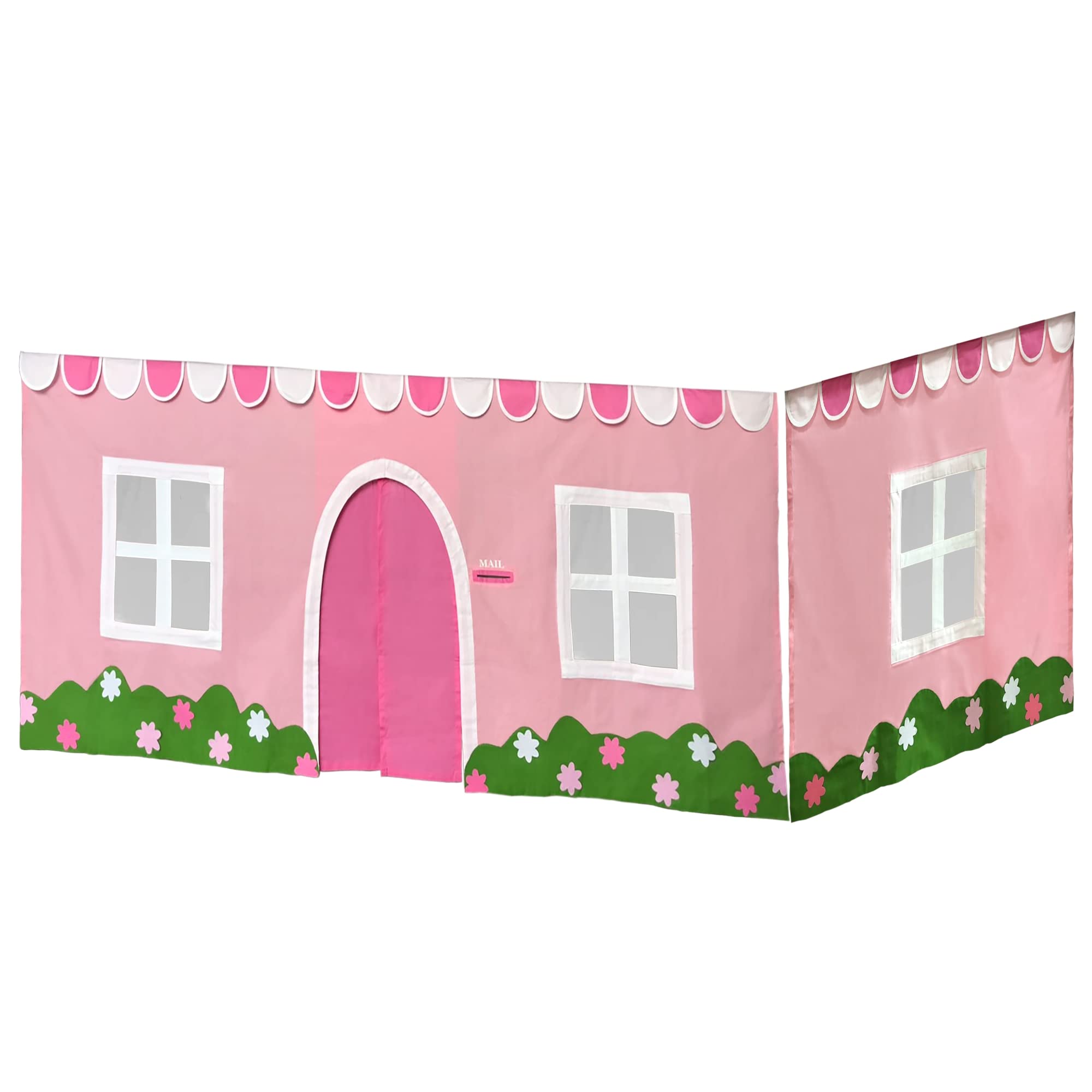 Max & Lily Underbed Curtain for Low Bunk Bed/Low Loft Bed, Farmhouse Play Curtain for Kids, Cotton Privacy Curtain for Bottom Bunk, 2 Panel Curtain