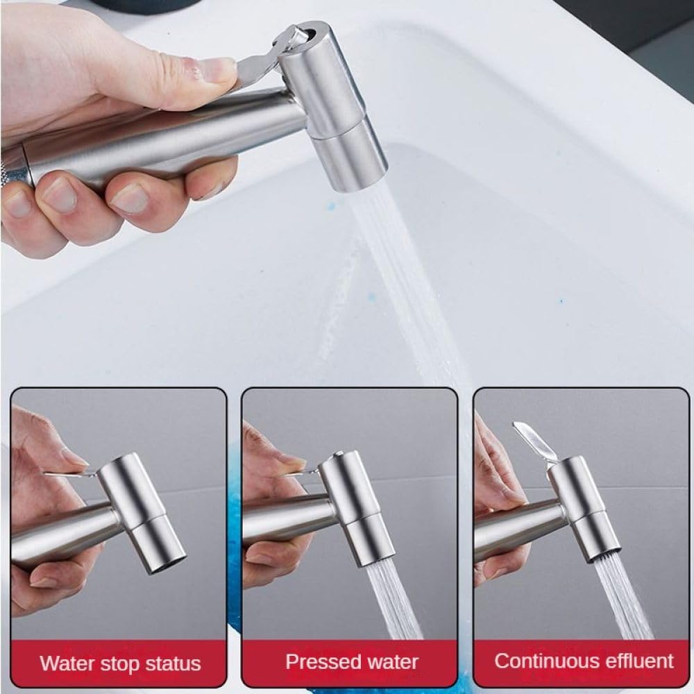 304 inless - Set di spruzzatore per bidet portatile, in acciaio, 4 in 1, con ugello autopulente e doccetta portatile ad alta pressione, rubinetto per bidet