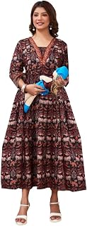 SKY FAB Women's Rayon Anarkali Maternity Dress, Pregnancy Dress,Feeding Kurti,Easy Brest Feeding Dress, with Both Side 9 i... Price In India