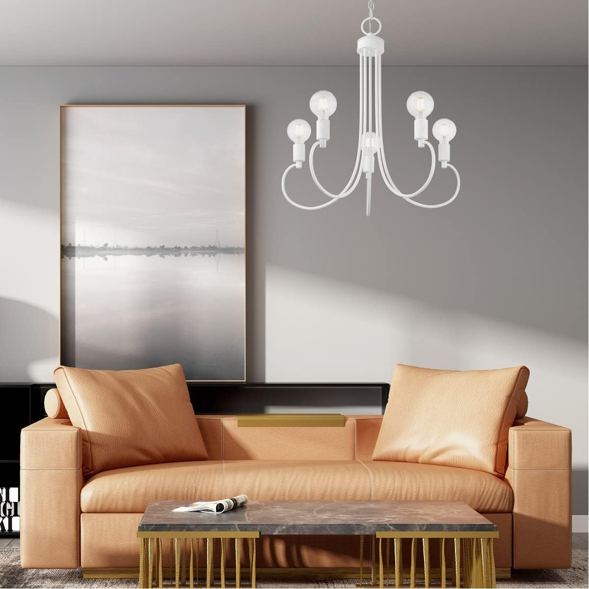Livex Lighting 42925-03 5 Light White Chandelier