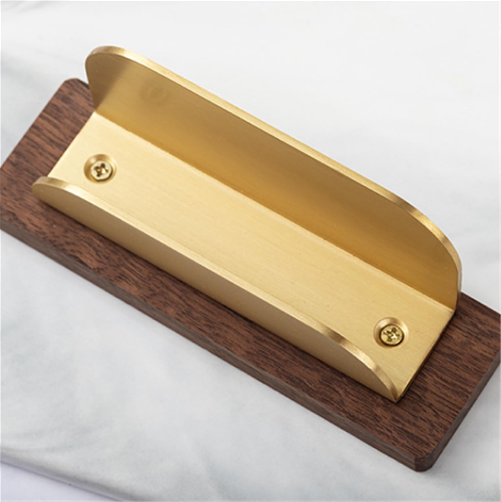 Expositor, Soporte de exhibición de tarjetas de metal y madera de latón | Oro 12,5x5x5cm Oficina: Soporte de exhibición de tarjetas de metal y madera de latón