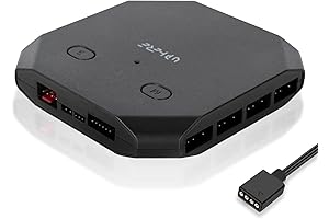 upHere Black 12V RGB to 5V ARGB PC Fan Hub