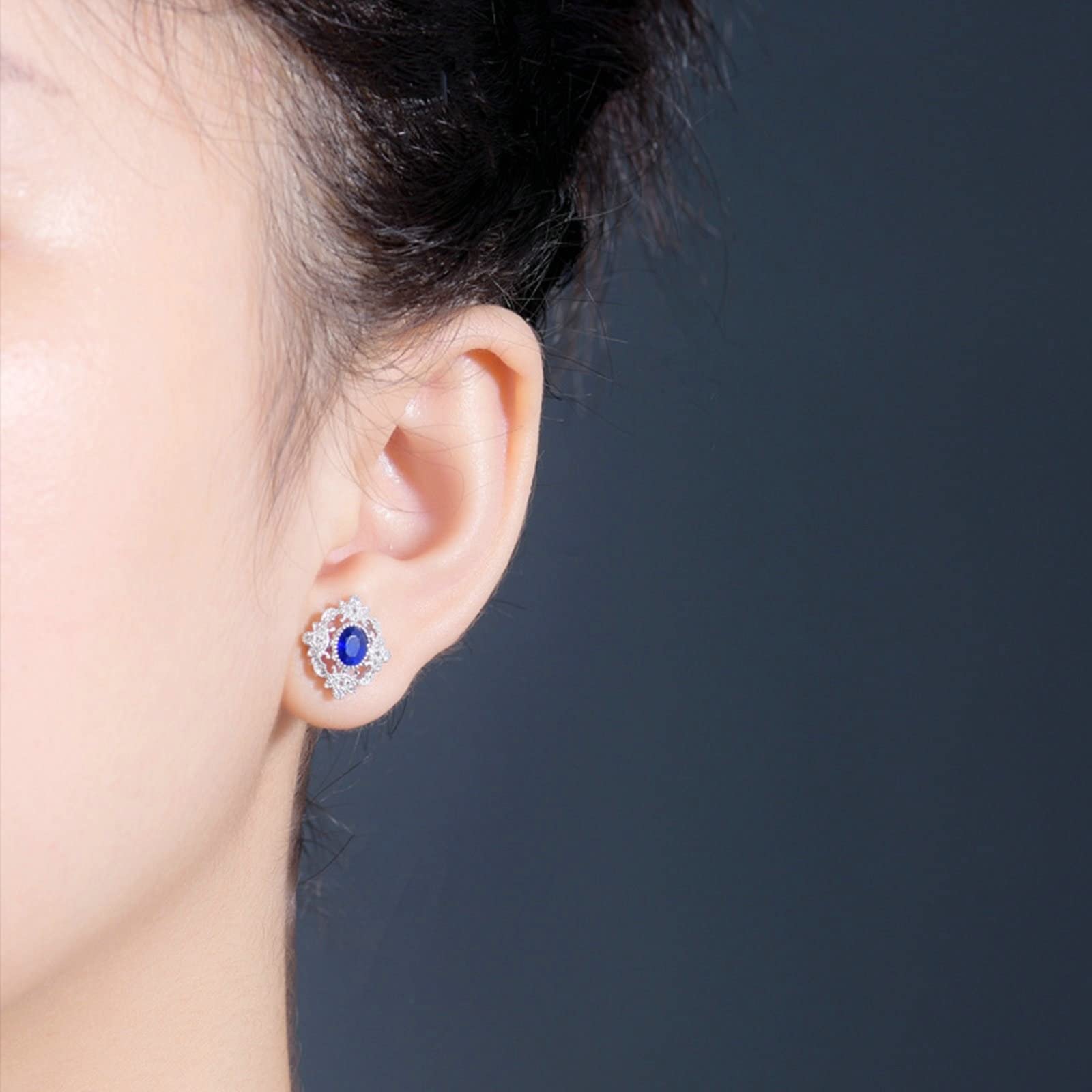 Pendientes colgantes de oro real de 18 quilates de oro blanco 750 de 0,84 quilates, diseño de zafiro con diseño hueco de diamante, oro de 18 quilates, colección de oro auténtico, Oro blanco de