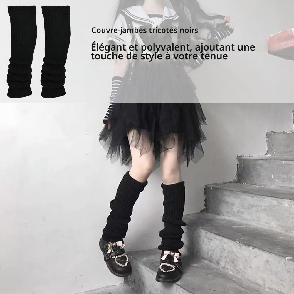 Comioke Jambière Femmes, 1 Paire Leg Warmers, Jambières Tricotées Automne et Hiver, Knit Chaussettes Boot pour Femmes, Jambières Chaudes, Guetre Femme, Jambière Guêtres, Noir