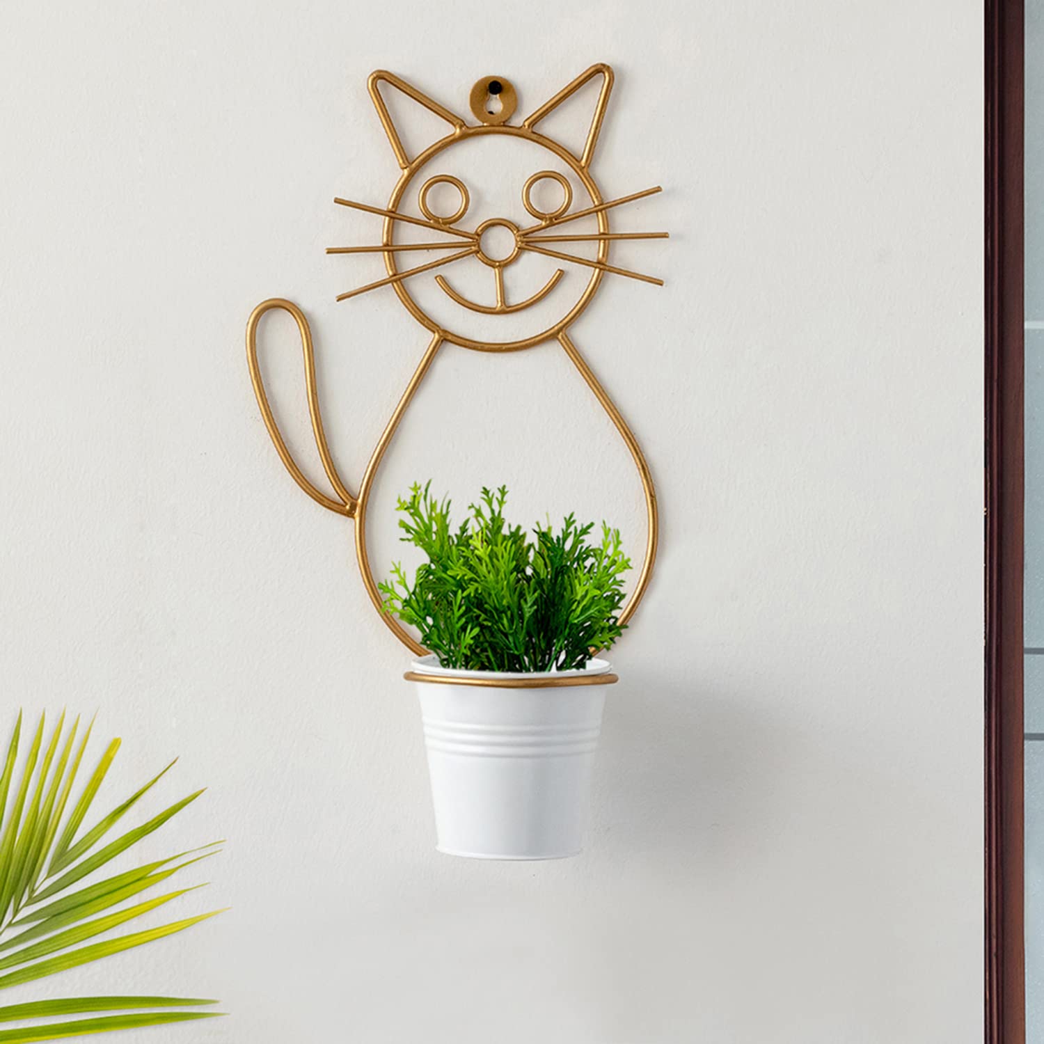 ExclusiveLane Cat Wall Planters for Living Room Balcony (Iron, Brass Finish, 13 Inch) | Wall Hanging Planter Pot Stand for Indoor Plants Wall Mounted Planters Wall Planter for Home Decoration (B0C4YQ2D57) Amazon Price History, Amazon Price Tracker