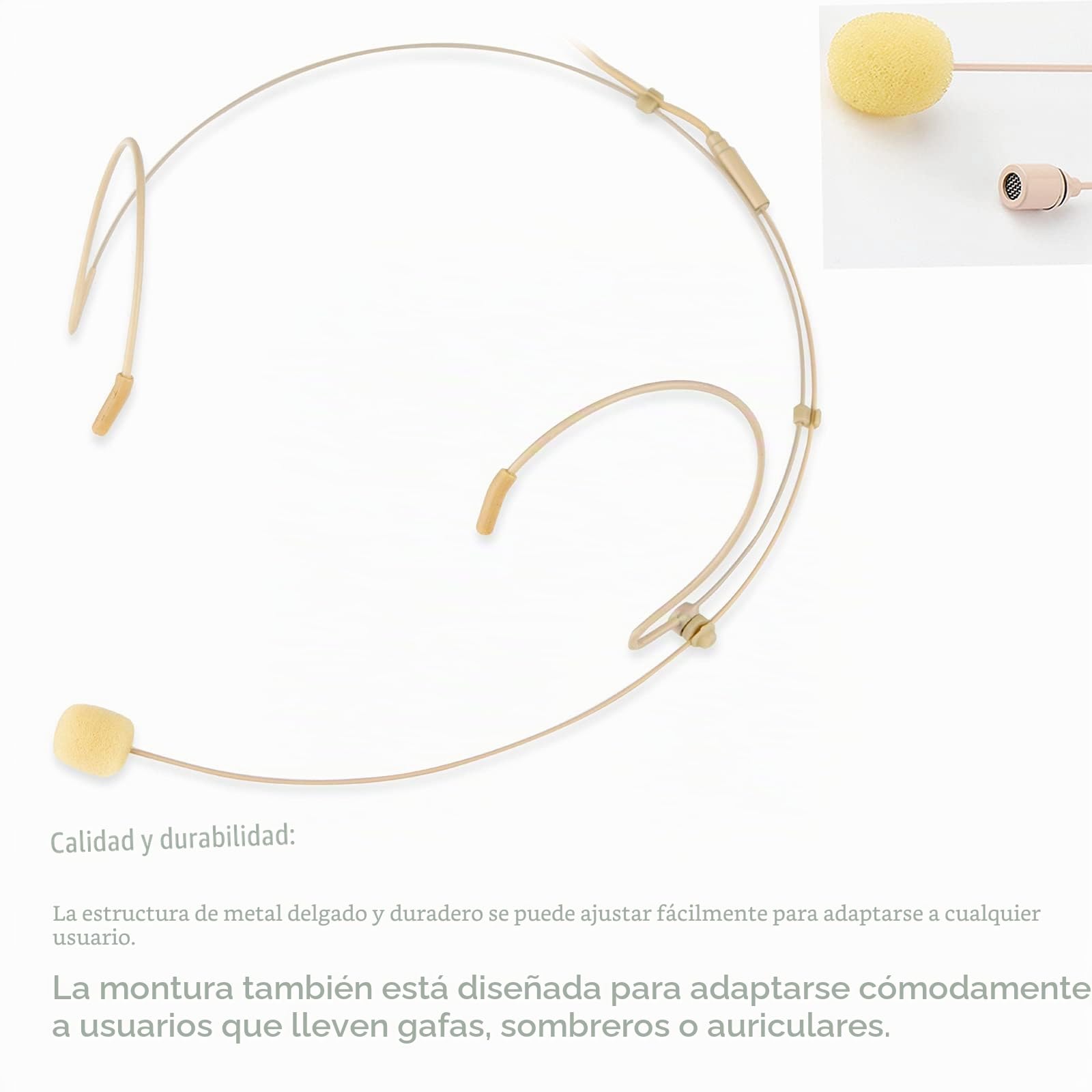 Micrófono de auriculares Micrófono condensador profesional de auriculares para colgar sobre la oreja, Compatible con sistema inalámbrico AKG transmisor Bodypack