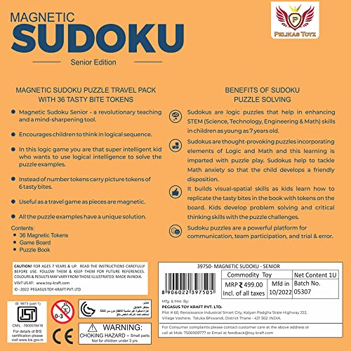 PELIKAS TOYZ Sudoku Mind Games Children, Puzzles Travel Toys for Kids 7 to 12 Years Old, Gift for Boys Girls, Magnalogix Sudoku -Fast Food - 6 x 6 - Image 6