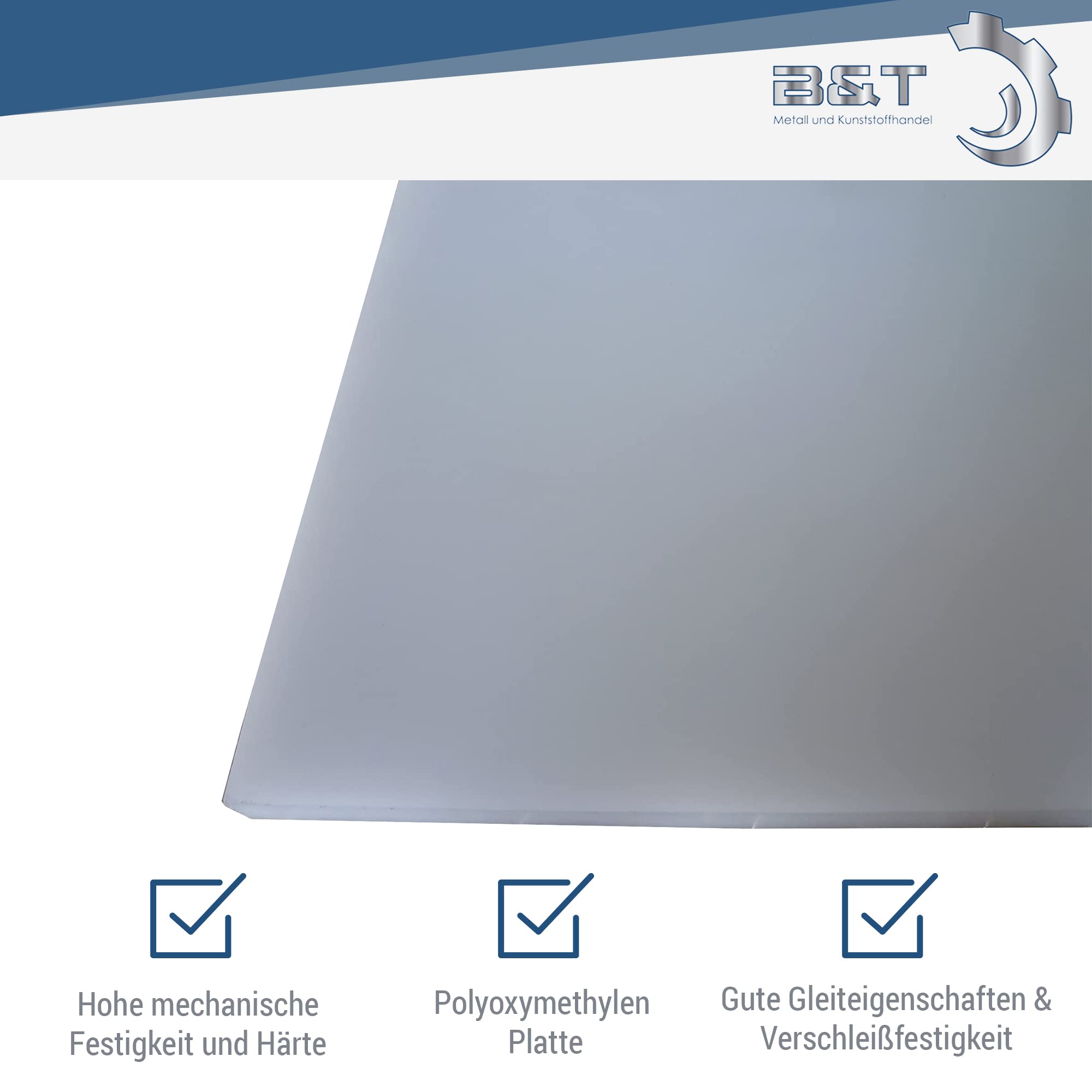 B&T Metall POM C Platten weiß natur, 25,0 mm stark, Größe 300x300mm