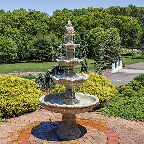 Sunnydaze Grand Courtyard Outdoor Water Fountain - Large 80-Inch Tall Tiered Fountain & Backyard Water Feature - Earth #TOP1