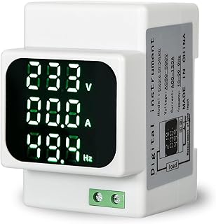 DEWIN Digital Voltmeter Amperemeter, Digitales Spannung Strom Frequenzmesser Haushalts Hutschiene Multifunktionsmessgerät AC 50-500V