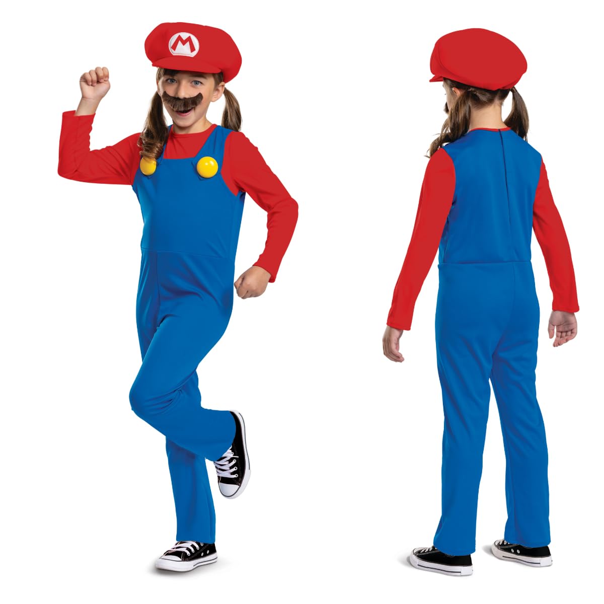 Super Mario - Disfraz Super Mario - Incluye Bigote y Gorro - Tallas XS, S, M - Para Niños de 3 a 8 Años