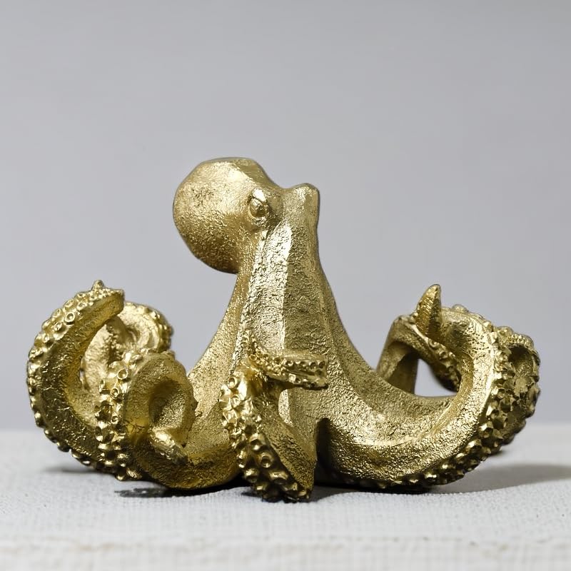 Estatua de pulpo vintage dorada de resina miniatura 6