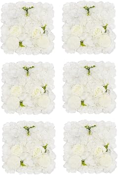 Flowers Wall Panel,12Pack Artificial Flower Wall Background Silk Rose Mat,Floral Wall Arrangement,Artificial Silk Flower Wall Panel for Wedding 6PCS Style7
