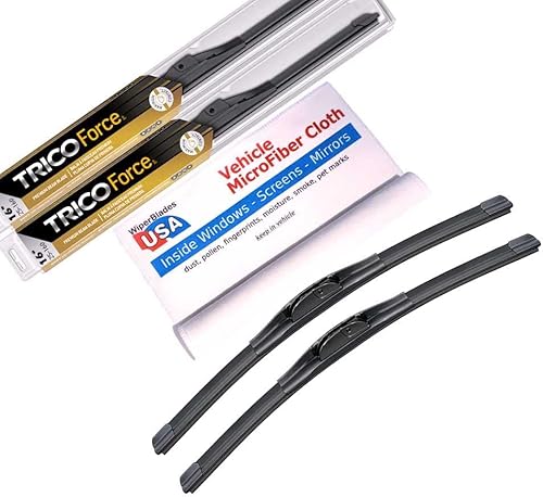 Miniatura 7 de Limpiaparabrisas prémium para Jeep Wrangler 2021 con juego de limpiaparabrisas trasero Trico Force con paño interior de microfibra para automóvil