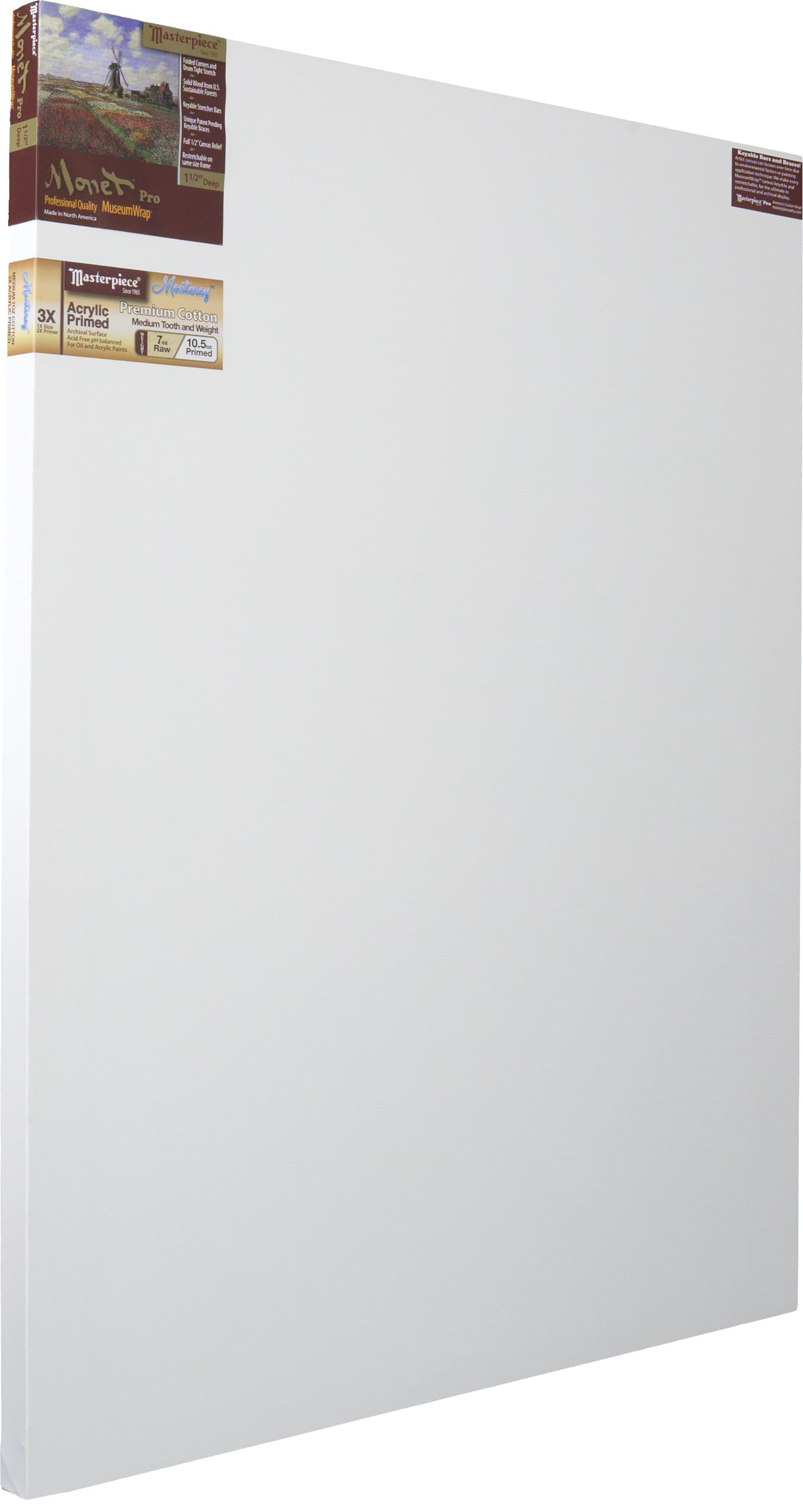 Photo 1 of Masterpiece ZSMM-4864 Monet Pro 1.5" Deep Monterey 10.5 oz Cotton Medium Texture Stretched Artist Canvas 48" x 64" 3 Pack (factory sealed)