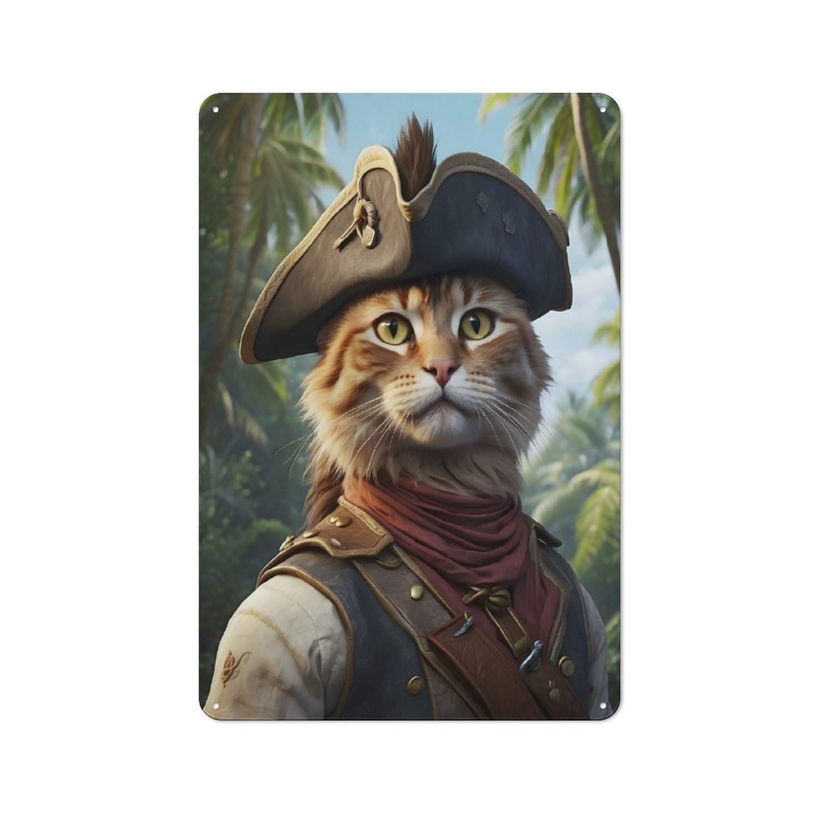 Junmoney Cat Pirates Funny Metal Sign 30X20cm With For Workshop Wall, Retro Decor, For Garage, Workshop And Man Cave Decoration
