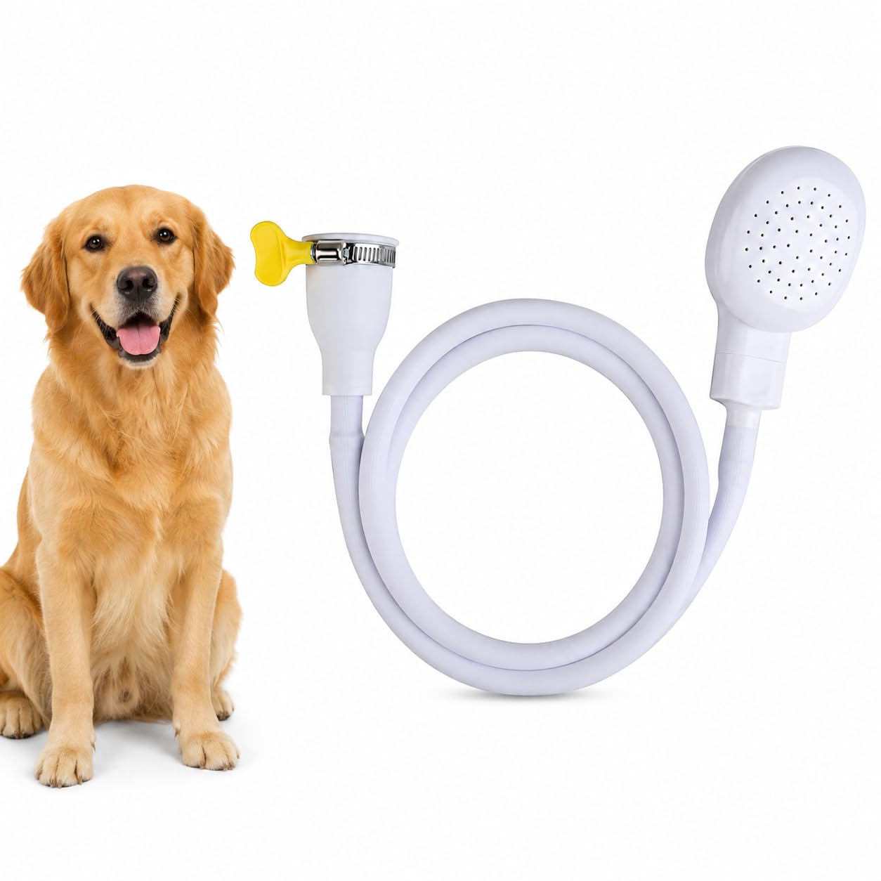 Woofy Multifunctional Pet Grooming 1.3M Long Handheld Shower Head with Tub Faucet Sprayer Hose Kit Suitable for Washing Hair, Washing Pets and Cleaning Tub (White)-image-45