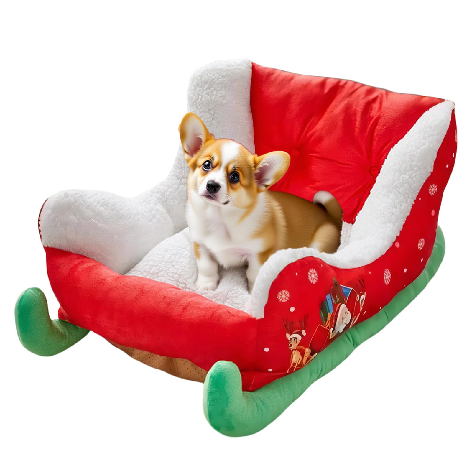 Lit pour chien de traîneau de Noël en peluche isolée et douce pour l'hiver