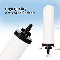 Vista 3 de 4 PACK 7" Gravity Drinking Water Ceramic Replacement Candle Element Filter with Activated Carbon, 7-Inch Gravity Water Replacement Filter for Basic