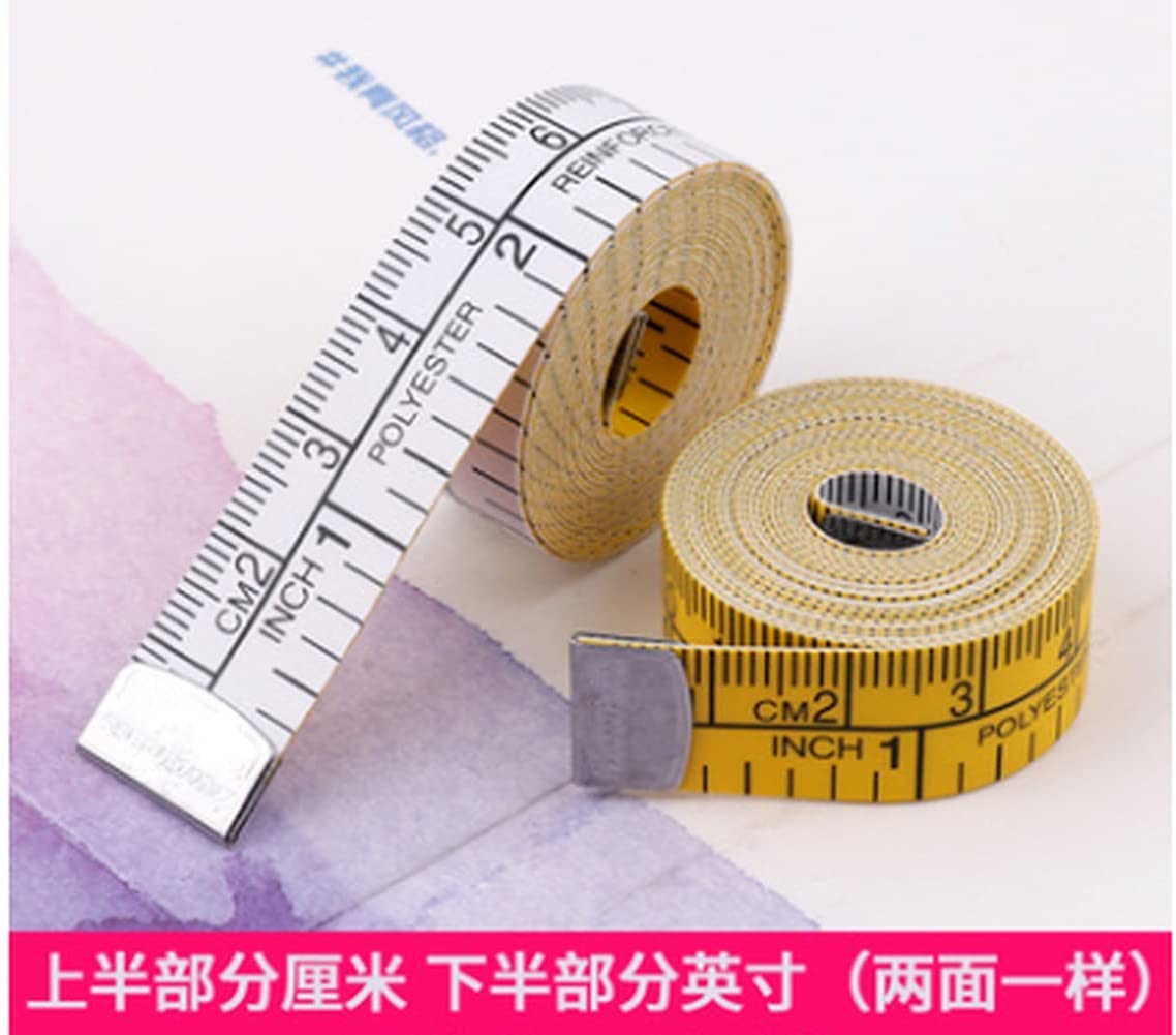 Ruban à mesurer double faceRuban à mesurer en pouces jaune et blanc Règle de vêtement de 1,5 m 3 m Règle de tailleur Règle de couture en pouces Petit ruban à mesurer Règle souple Agréable et attrayant