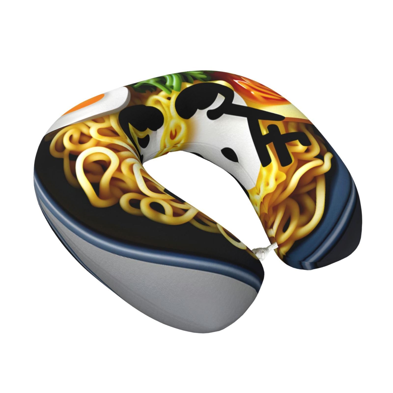 Yyoretp Egg Cup Noodle Ramen Print Travel Pillow Pure Memory Foam Neck Pillows Portable Headrest for Airplane