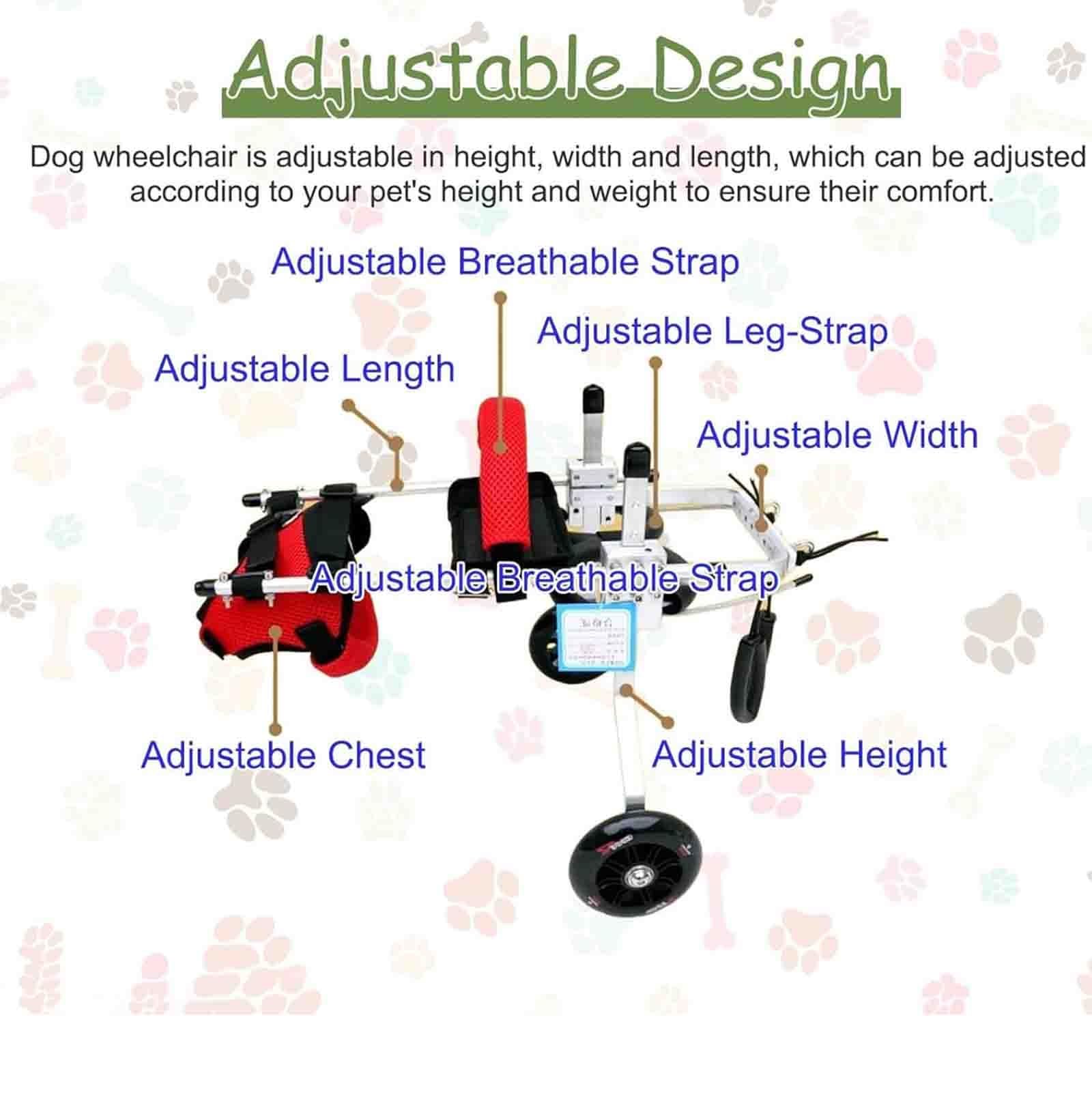 Silla de ruedas ajustable para perros y carrito para gatos, carrito de dos ruedas para mascotas, andador terapéutico para mascotas mayores con artritis, ayuda para la movilidad(L)