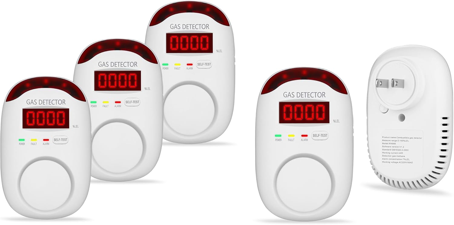 4 Packs Natural Gas Detector Plug in