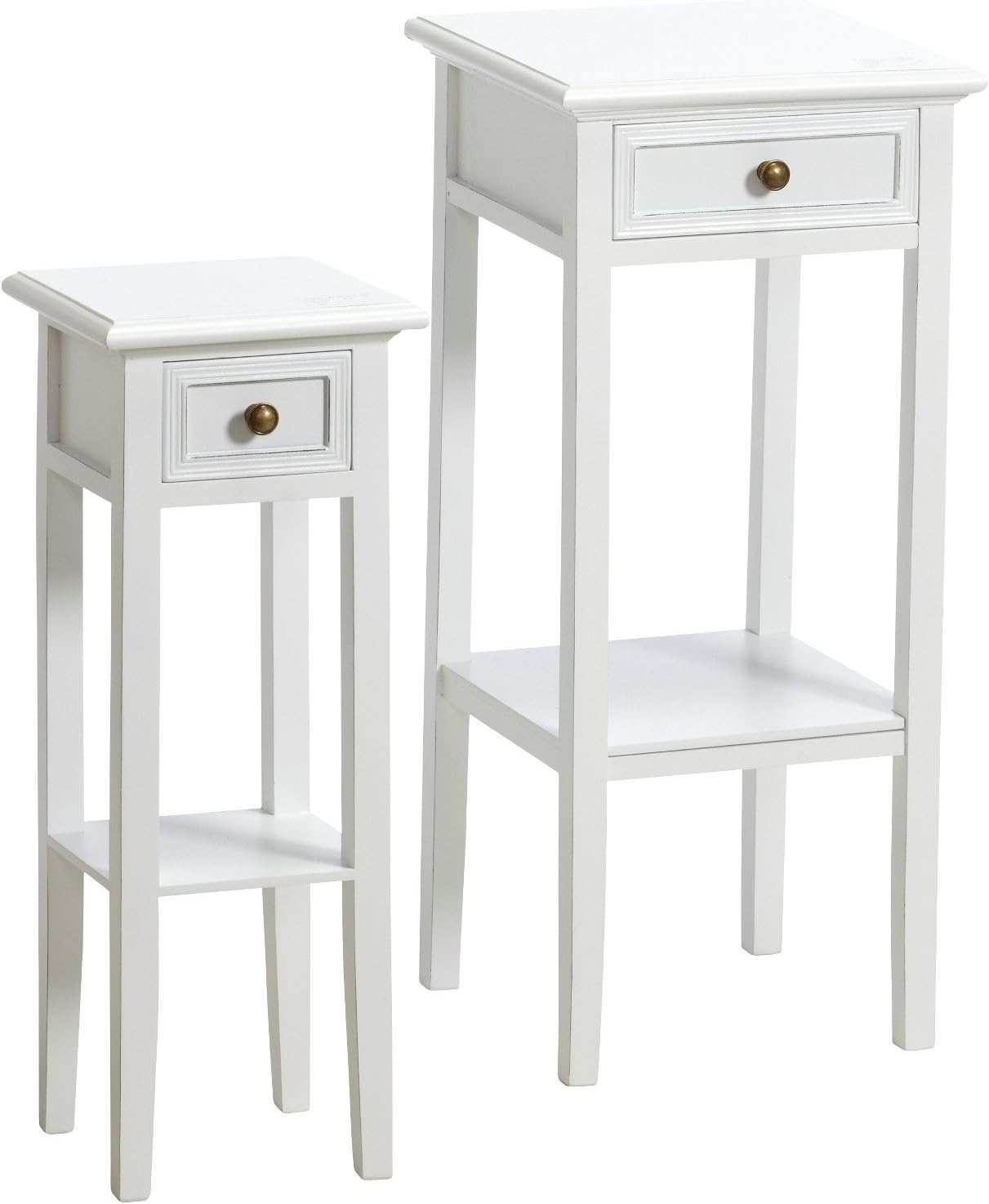 SET OF 2 COUNTRY STYLE SIDE TABLE "MARY ANN" white