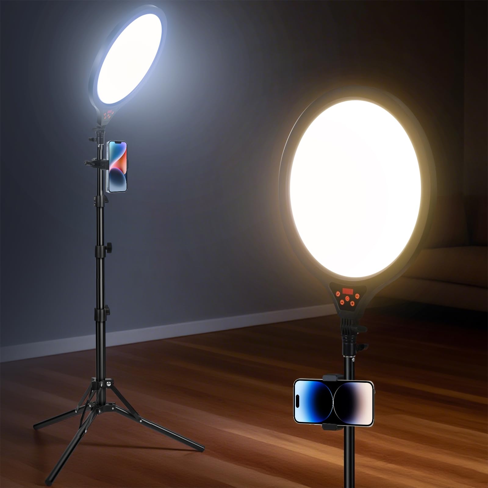 Ring Light with Stand, 14" Professional Ring Light Tripod for iPhone, Adjustable Height for Video Recording Photography Live Streaming Content Creation TikTok YouTube, Black